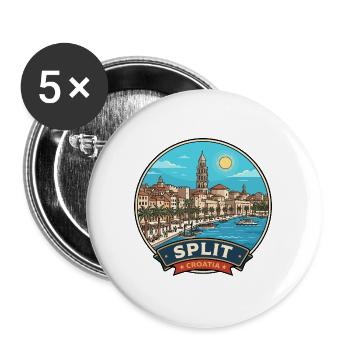 Split Kroatien Diokletians Palast Reiseabzeichen - Buttons groß 56 mm (5er Pack) - Weiß - Vorne