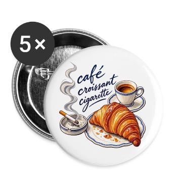 Café Croissant - Buttons groß 56 mm (5er Pack) - Weiß - Vorne