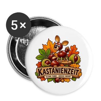 Kastanienzeit – Kleine Funde große Freude - Buttons groß 56 mm (5er Pack) - Weiß - Vorne