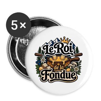 Der König von Fondue - Buttons groß 56 mm (5er Pack) - Weiß - Vorne
