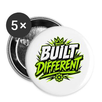 Built different - Buttons groß 56 mm (5er Pack) - Weiß - Vorne