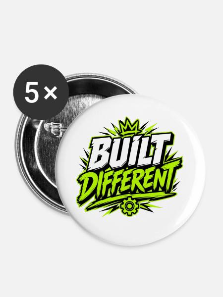 Built different - Buttons groß 56 mm (5er Pack) - Weiß