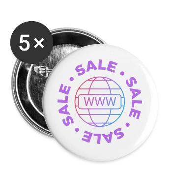 Website verkaufen - Buttons groß 56 mm (5er Pack) - Weiß - Vorne