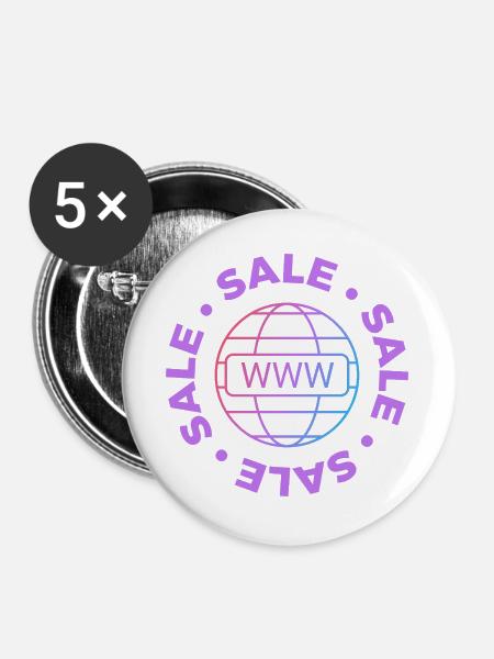 Website verkaufen - Buttons groß 56 mm (5er Pack) - Weiß