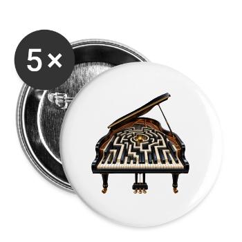 Labyrinth Klaviermusikkunst - Buttons groß 56 mm (5er Pack) - Weiß - Vorne
