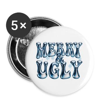 Merry and Ugly - Buttons groß 56 mm (5er Pack) - Weiß - Vorne