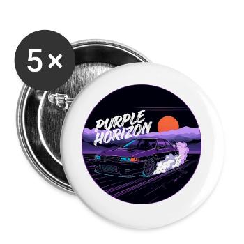 Neon Violet Sunset Retro Automotive Streetwear - Buttons groß 56 mm (5er Pack) - Weiß - Vorne