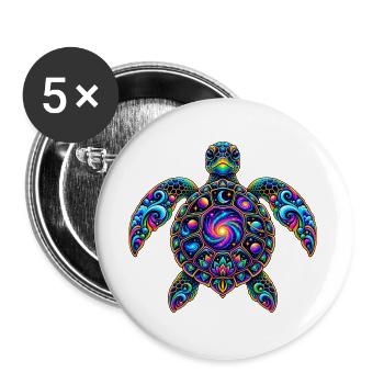 Kosmische Schildkröte Beschützer - Buttons groß 56 mm (5er Pack) - Weiß - Vorne