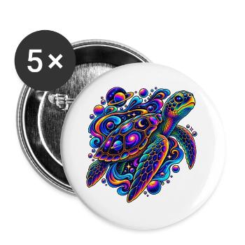 Kosmische Schildkröte auf Reisen - Buttons groß 56 mm (5er Pack) - Weiß - Vorne