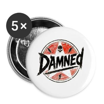 VERDAMMT — Punk Skull - Buttons groß 56 mm (5er Pack) - Weiß - Vorne