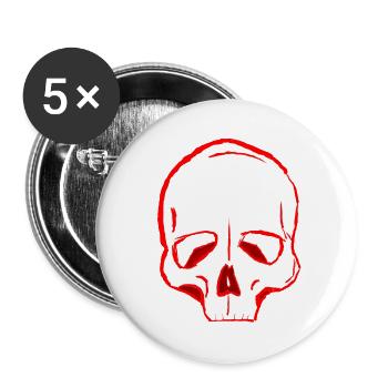 Dark Sketch Skull Grafik - Buttons groß 56 mm (5er Pack) - Weiß - Vorne