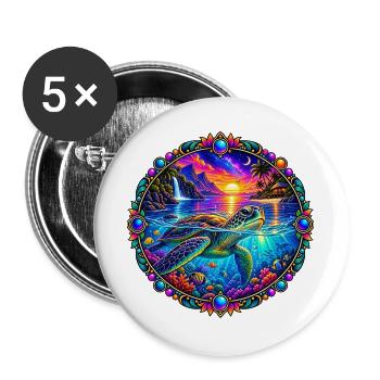 Kosmische Schildkröte Kristalle - Buttons groß 56 mm (5er Pack) - Weiß - Vorne