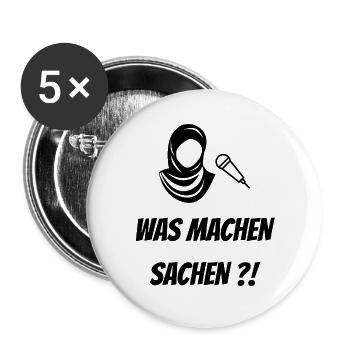 WAS MACHEN SACHEN - Buttons groß 56 mm (5er Pack) - Weiß - Vorne