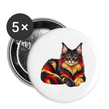 Deutsche Flagge Deutsche Rex Katzenkunst - Buttons groß 56 mm (5er Pack) - Weiß - Vorne