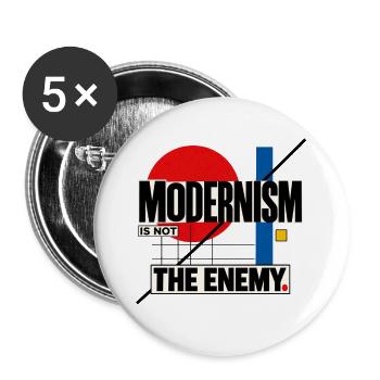 Modernismus ist nicht der Feind - Buttons groß 56 mm (5er Pack) - Weiß - Vorne