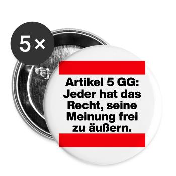 ARTIKEL 5 GG: RECHT AUF MEINUNGSFREIHEIT, GLÜCK - Buttons groß 56 mm (5er Pack) - Weiß - Vorne