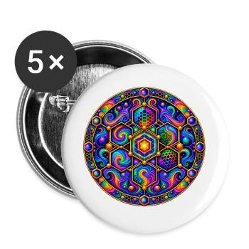 Hexagon - Buttons groß 56 mm (5er Pack) - Weiß - Vorne
