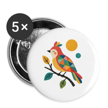 Geometrischer Vogel im Farbenspiel - Buttons groß 56 mm (5er Pack) - Weiß - Vorne