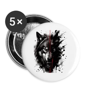 Wolf - Buttons groß 56 mm (5er Pack) - Weiß - Vorne