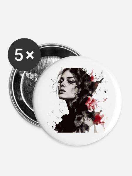 Frau - Buttons groß 56 mm (5er Pack) - Weiß