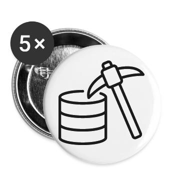 Data Mining-Pickaxe-Linien-Symbol - Buttons groß 56 mm (5er Pack) - Weiß - Vorne