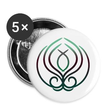 Blüte des Lebens - Buttons groß 56 mm (5er Pack) - Weiß - Vorne