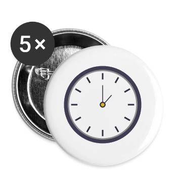 Uhr - Buttons groß 56 mm (5er Pack) - Weiß - Vorne