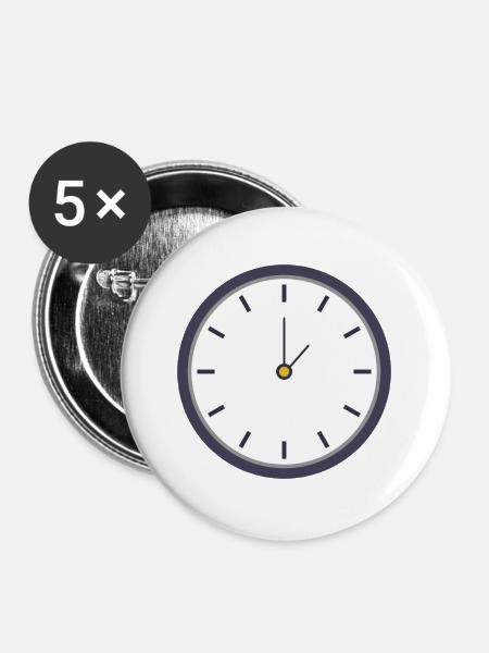 Uhr - Buttons groß 56 mm (5er Pack) - Weiß