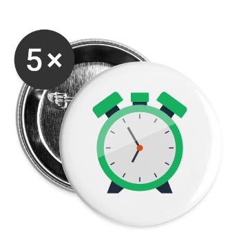 Wecker - Buttons groß 56 mm (5er Pack) - Weiß - Vorne