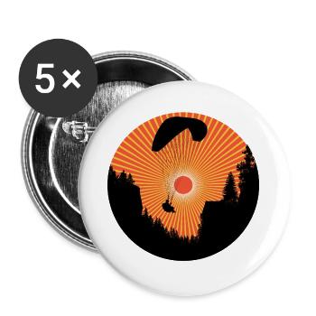 Gleitschirm im Sonnenuntergang - Buttons groß 56 mm (5er Pack) - Weiß - Vorne