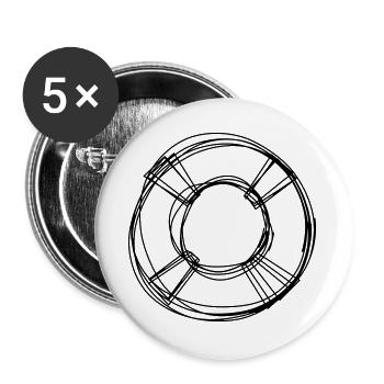Rettungsring handgezeichnet - Buttons groß 56 mm (5er Pack) - Weiß - Vorne