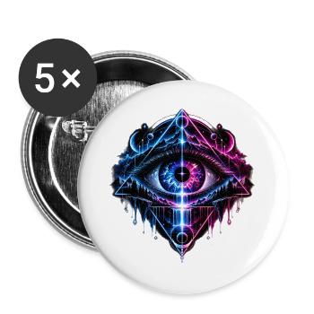 Kosmisches Auge Geometrie - Buttons groß 56 mm (5er Pack) - Weiß - Vorne