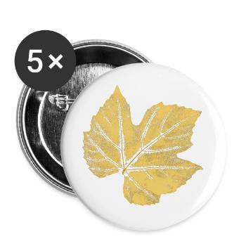 Weinblatt / Botanik & Natur Design - Buttons groß 56 mm (5er Pack) - Weiß - Vorne