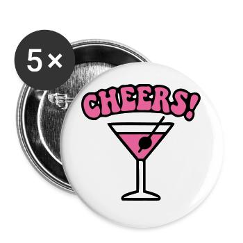 Cheers Cocktail Glas Logo - Buttons groß 56 mm (5er Pack) - Weiß - Vorne