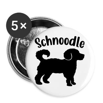 Schnoodle Hunde - Buttons groß 56 mm (5er Pack) - Weiß - Vorne