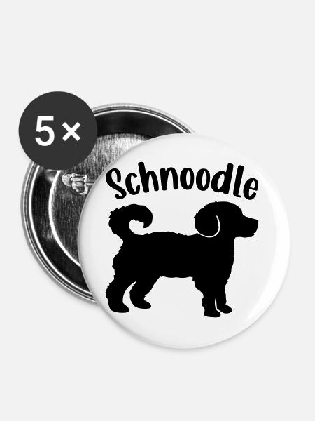 Schnoodle Hunde - Buttons groß 56 mm (5er Pack) - Weiß