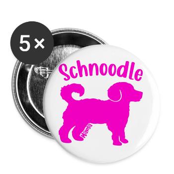Schnoodle Hunde Mama - Buttons groß 56 mm (5er Pack) - Weiß - Vorne