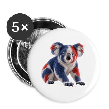 Australischer Koala - Buttons groß 56 mm (5er Pack) - Weiß - Vorne