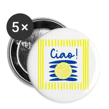 Abschied Team, Zitrone Ciao - Buttons groß 56 mm (5er Pack) - Weiß - Vorne