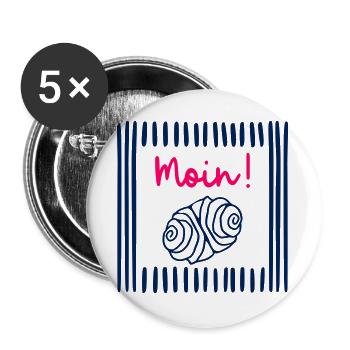 Moin Hamburg Franzbrötchen - Buttons groß 56 mm (5er Pack) - Weiß - Vorne