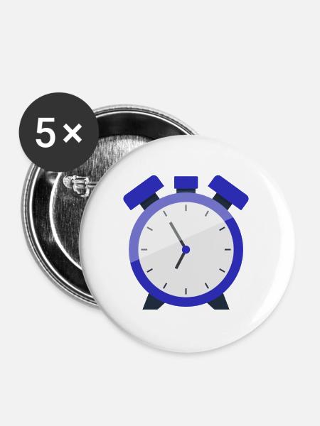Wecker - Buttons groß 56 mm (5er Pack) - Weiß