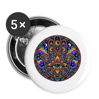 Hand der Fatima - Buttons groß 56 mm (5er Pack) - Weiß - Vorne