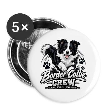 Border Collie Crew – Geschenk für Hundefans - Buttons groß 56 mm (5er Pack) - Weiß - Vorne