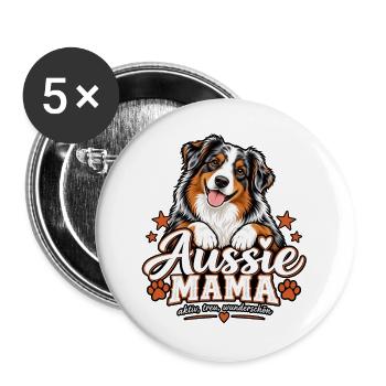 Aussie Mama – Geschenk für Aussie Fans - Buttons groß 56 mm (5er Pack) - Weiß - Vorne