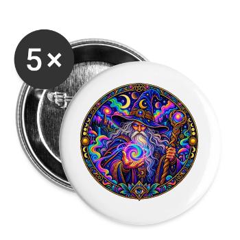 Zauberer - Buttons groß 56 mm (5er Pack) - Weiß - Vorne