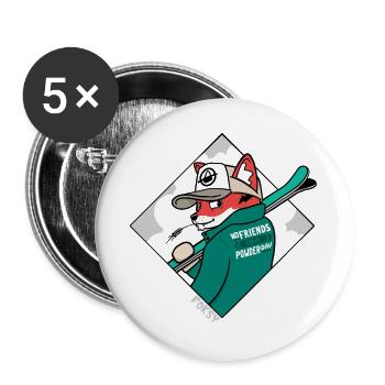 No Friends on a Powder Day Fuchs - Buttons groß 56 mm (5er Pack) - Weiß - Vorne