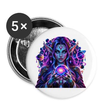 Kosmische Elfe Galaxie - Buttons groß 56 mm (5er Pack) - Weiß - Vorne