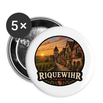 Riquewihr Frankreich Elsass Weinberge Vintage - Buttons groß 56 mm (5er Pack) - Weiß - Vorne