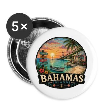 Bahamas Karibik Insel Urlaub Vintage - Buttons groß 56 mm (5er Pack) - Weiß - Vorne