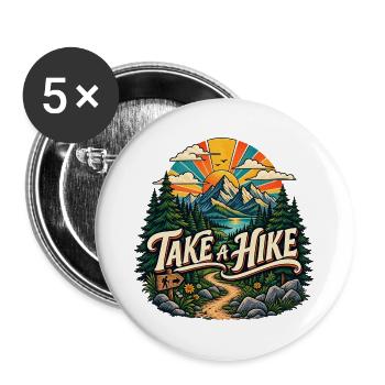 Vintage Take a Hike Mountain Adventure T-Shirt-Kunst - Buttons groß 56 mm (5er Pack) - Weiß - Vorne
